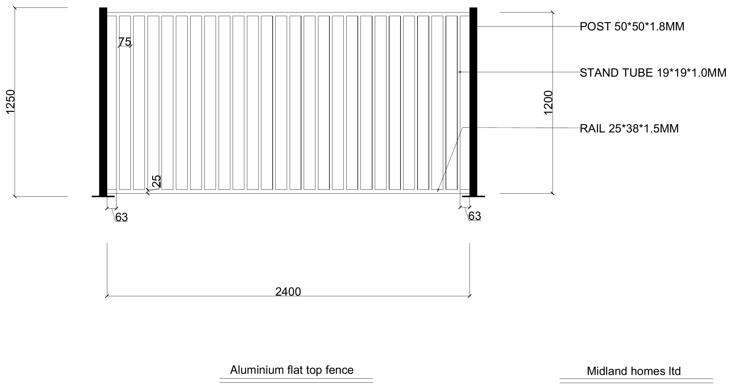 Aluminium Flat Top Fence